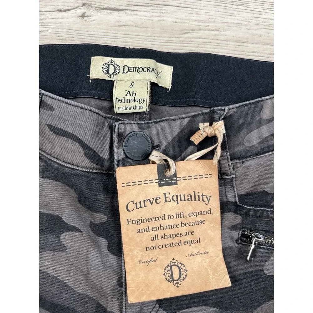 Democracy Jeans Womens 8 Gray Camo Ab Technology Skinny Ankle Stretch Pants